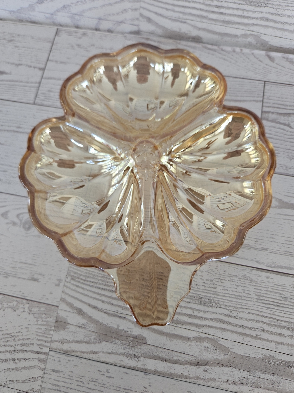 Amber Glass Divided Serving Dish Vintage